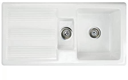 RAK Ceramics New Gourmet 1.5 Bowl Fireclay Inset Ceramic Kitchen Sink GOSINK1V2