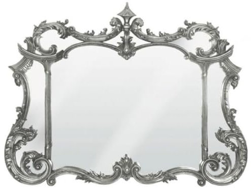 Casa Padrino Barock Spiegel Antik Silber 129 x H. 99 cm - Prunkvoller Wandspiegel im Barockstil - Antik Stil Garderoben Spiegel - Barock Interior - Handgefertigte Barock Möbel