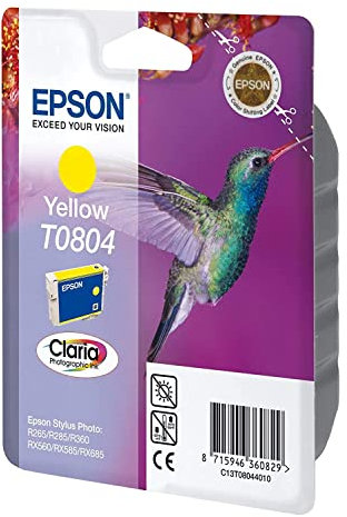 Epson Original T0804 Tinte Kolibri (Stylus Photo R265 R360 R285 RX585 RX685 PX700W P50 PX650 PX810FW PX710W PX820FWD PX720WD PX660 PX830FWD PX730WD RX560) gelb