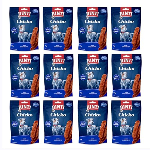 Rinti Chicko zarte Entenstreifen luftgetrocknet, Snack für Hunde, 12 x 90 g
