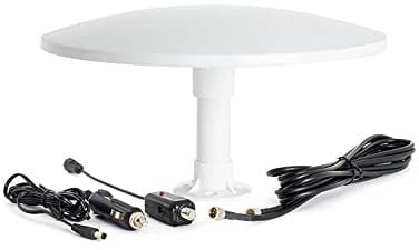 KUMA Cosmos Kit Amplificatore di Segnale per Antenna TV - Esterno Digitale HD Antenne Amplificata per Roulotte Camper Furgoni Camion Barca - Base Vite Portatile Potenziatore per Antena HDTV - 12v