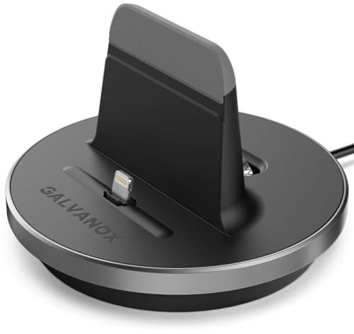 Encased iPhone Charger Dock, Fast Charge Desktop Charging Stand (case Compatible) DockMate² MFI Certified Lightning Charger (Fully Adjustable Design) (Aluminum Black)