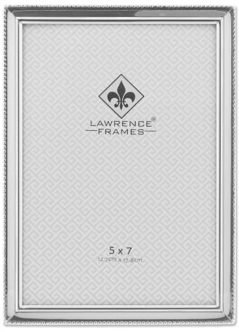 Lawrence Frames 11657 Polished Silver Plate 5x7 Picture Frame - Bead Border Design