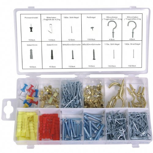 Haushaltssortiment Haken Schraube Reißnägel Dübel Stift-Nägel Nadel etc. 600-tlg (im Aufbewahrungsbox/Sortimentsbox)