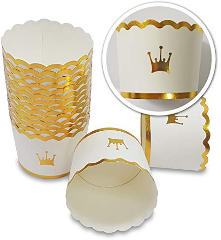 Frau WUNDERVoll® 25 Muffin BACKFORMEN Krone Gold Durchmesser 6,1 cm/Muffinbackform, Muffinform, Backformen, Backförmchen, Cupcake Formen, Muffin Förmchen Papier