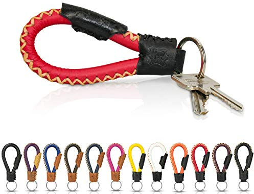 Tumatsch Schlüsselanhänger Bangkok aus Echt-Leder, Fair-Trade (Rot & Schwarz)
