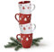 Tassen 36er Set Xmas in rot und weiß - Keramik Kaffeebecher als Weihnachtstassen in 10 cm - Klassische Kaffeetassen für Weihnachten spülmaschinenfest und mikrowellengeeignet