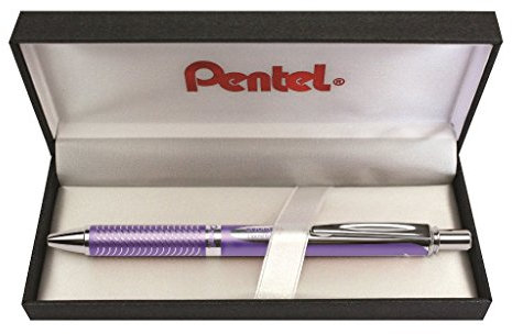 Pentel BL407V-BOX EnerGel Liquid Gel-Tintenroller, violettfarbenes Metallgehäuse, in hochwertiger Geschenkbox, Kugeldurchmesser 0,7 mm = 0,35 mm Strichstärke, Schreibfarbe schwarz