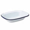 Utopia Eagle Enamel Pie Dish 7.8 /20cm - White Oblong Cookware with Blue Edge for Oven to Table Presentation