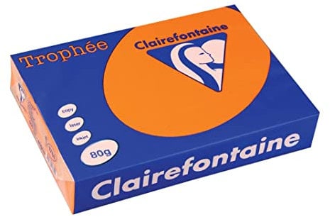 Clairefontaine 1761C - Ries Druckerpapier / Kopierpapier Trophee, intensive Farben, DIN A4, 80g, 500 Blatt, Orange, 1 Ries