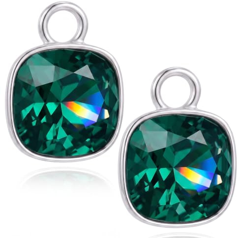 Charm Anhänger 2 Stück 925 Sterling Silber für Creolen Markenkristalle NOBEL SCHMUCK®