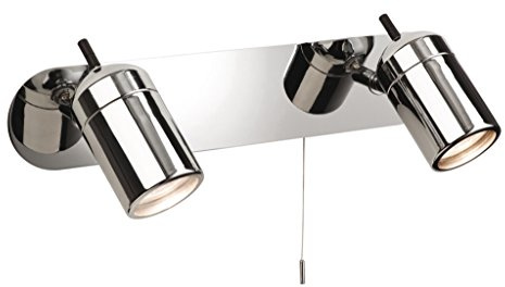 Modern Polished Chrome IP44 Twin Bathroom Wall Spotlight