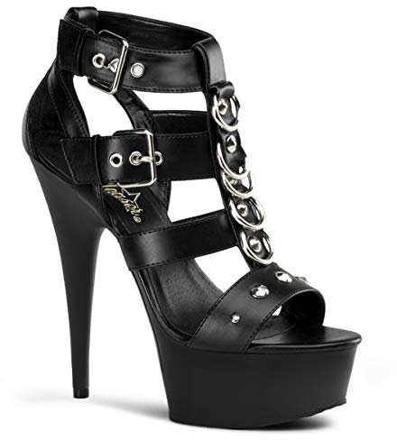 Pleaser DELIGHT-658, Damen Plateau Sandalen, Schwarz (Schwarz (Blk Faux Leather/Blk)), 37 EU (4 Damen UK)