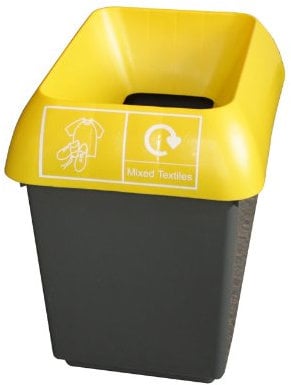 Chabrias 30 Litre Yellow Lid & Mixed Textile Logo Recycling Bin – UK Made 100% Recycled Plastic Colour Coded Simpler Recycling Options