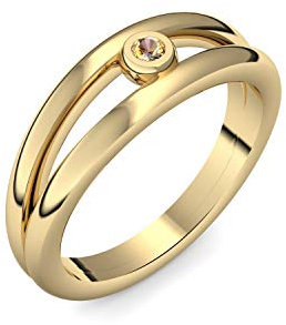 Goldring Citrin 585 + inkl. Luxusetui + Citrin Ring Gold Citrinring Gold (Gelbgold 585) - Glamourise Amoonic Schmuck Größe 60 (19.1) AM141 GG585CIFA60
