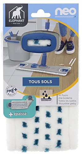 ÉLÉPHANT Maison - Housse de Lavage Neo - Essorage Facile - Facile à Clipser - Zones de Fibres Longues pour Taches Tenaces - Tous Sols - Haute Qualité - Absorbant