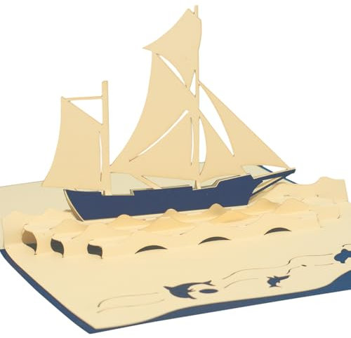 POP UP 3D Grußkarten Reisegutschein Sammelkarte Segelboot (104)