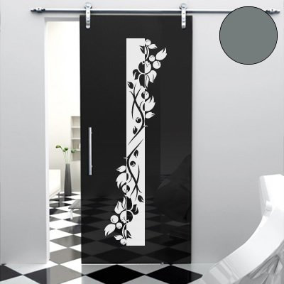 A443 - Adhesivo decorativo para puerta (60 x 18 cm), diseño de flores En 40 colores y 7 tamaños)., vinilo madera, gris, 160cm x 48cm