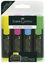 Faber-Castell Textmarker 48 REFILL nachfllbar, 4 Farben, im Etui