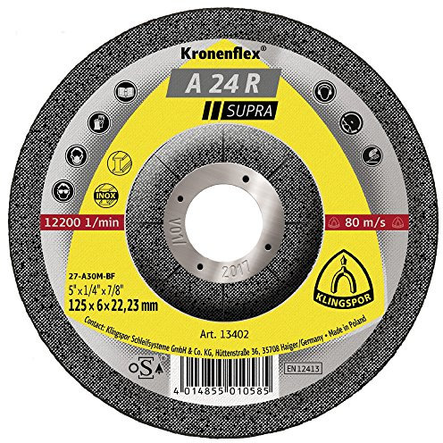 KLINGSPOR 13402A 13402 A 24 R Schruppscheiben 125 x 6 x 22,23 mm gekröpft Inhalt: 1 Stück