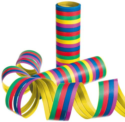 Susy Card 11144706 Luftschlangen, 10-er Streifen, gelb/lila/blau/rot/grün