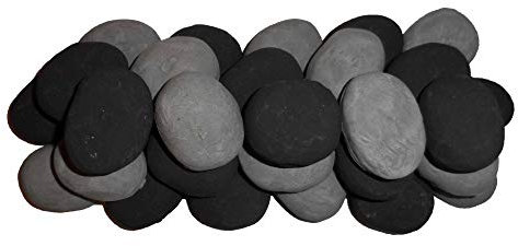The Stove Wizard 20 Black & Grey Ceramic Fire Pebbles – Heat-Resistant Stones for Gas, LPG, Electric & Bio Ethanol Fires – Mixed Colour Set (60mm x 40mm x 40mm)