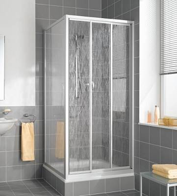Kermi Nova 2000 Gleittür silber matt; Kunstglas Fontana; 100; 175