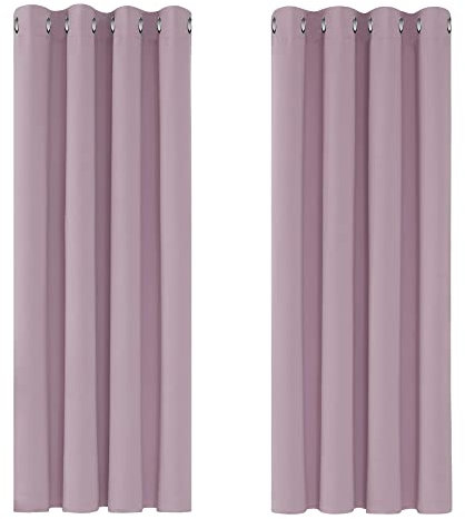 Deconovo Verdunkelungsvorhang Kälteschutz Gardinen Schlafzimmer Kälteschutzvorhang Blickdicht 138x117 cm Hellpink 2er Set