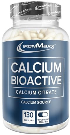 IronMaxx Calcium Bioactive - 130 stück | Hochdosiertes Kalzium für starke Knochen und Zähne | Calciumcitrat | Glutenfrei & Laktosefrei