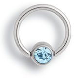 Karisma Titan G23 Lippenbändchen Piercing Stein Abgeflacht Flat Back 8mm- Aqua