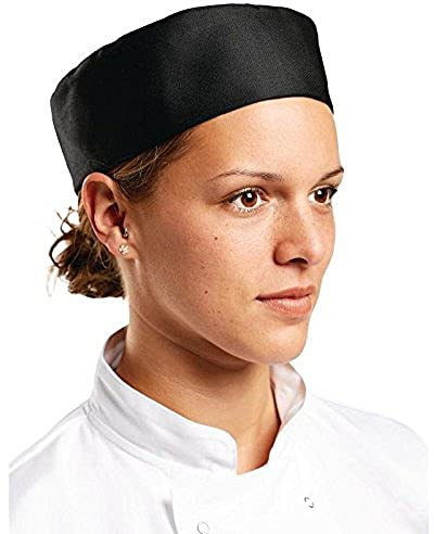 Whites Chefs Clothing Polycotton Chef Skull Cap, Black, XL | Keeps hair securely contained to maintain food hygiene, offering breathable all-day comfort in hot commercial kitchens.