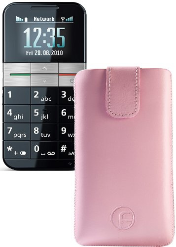 Emporia Elegance V35 / Emporia Elegance Plus (Seniorenhandy) / Original Favory Etui Tasche Leder Etui Handytasche Ledertasche Schutzhülle Case Hülle *mit Rückzuglasche* rosa