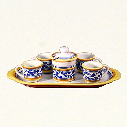 CEAR ceramiche - Kaffeeservice für 4 Personen aus sizilianischer Keramik aus Caltagirone handdekoriert