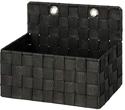 WENKO 22070100 Organizer Adria zum Hängen Badkorb, Polypropylen, schwarz, 15,5 x 25 x 20 cm