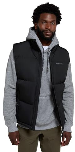 Mountain Warehouse Rock Mens Padded Gilet – Warm, Cosy & Waterproof Body Warmer with Fleece Lined Collar, Adjustable Hem - For Autumn, Hiking, Camping & Outdoors Black XS