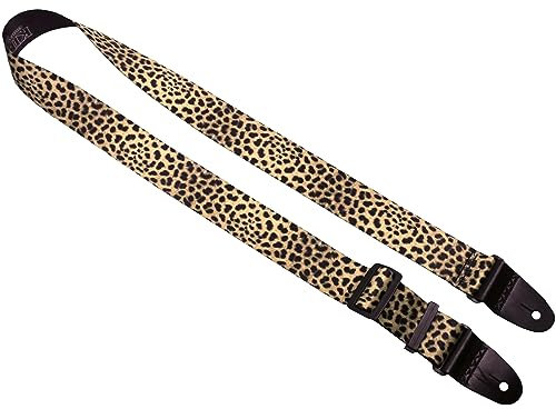 Killer-Q Gitarrengurt - Stilvolle Gurte für elektrische und akustische Gitarren mit Lederlaschen, 5,1 cm x 1,5 m, Leopard