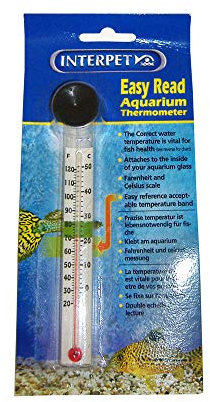 Interpet Easy Read Aquarium Fish Tank Thermometer, Fahrenheit and Celsius scale, Easy Reference Acceptable Temperature Band, Sucker Fixing