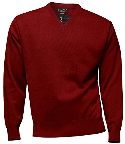 Gabicci Plain V-Neck Sweater (L, Red)