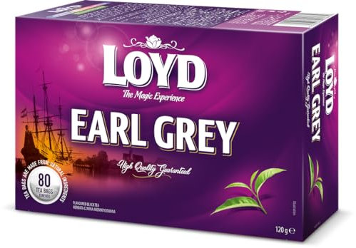 LOYD - Earl Grey Tee - 80 Runde Teebeutel - Premium Qualität, Hochwertiger Schwarzer Tee mit Bergamotte, Weltbekannt & Erfrischender Schwarztee, Ideal für Jede Tageszeit - 120g