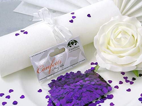 14g Streudeko Konfetti Hochzeit EinsSein® Herz klein lila metallisch Tischdeko Hochzeit