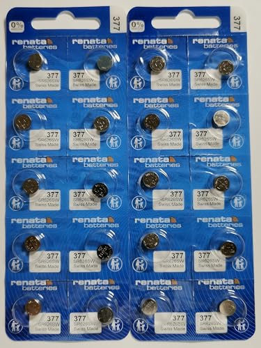 Renata Lot de 20 piles pour montre suisse Type 377