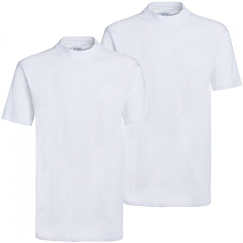 HOM 2 x T-Shirt Rundhals Unterhemd Shirts Herren Rundstuhlware Weiss