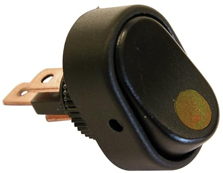 Carpoint | Ein/Aus-Schalter mit gelber LED | 12V | Max. 30A | Kompakt (17-27mm) | Einfache Installation | Langlebiges Design