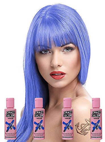 4 x Crazy Colour Semi Permanent Hair Dyes 100ml (Lilac) by Crazy Colour
