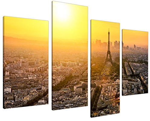 Wallfillers Large Paris Eiffel Tower Yellow Canvas Wall Art Prints Pictures 4153
