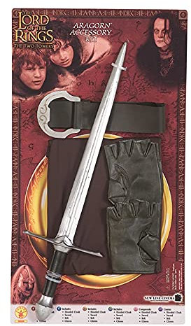 Original Lizenz Herr der Ringe Aragorn Zubehör Set Schwert Kinderkostüm Kostüm für Kinder Aragornkostüm Gr. Einheitsgröße