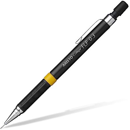 Aristo AR23553 Druckbleistift FLP 0,30 mm (Ergonomisch gerillte Griffzone, starre Minenführung, Härtegrad Mine HB, integrierter Radiergummi) schwarz, 1 Stück