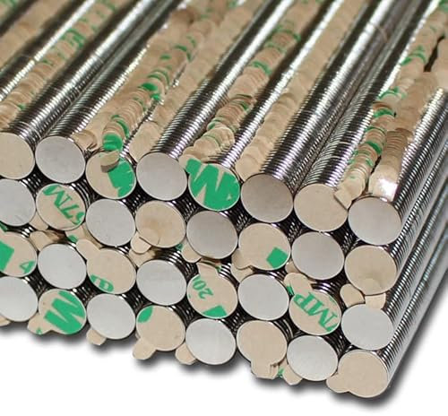 50 NEODYM Magnete selbstklebend NdFeB N45 Ø8x0,75 mm - 250 G!
