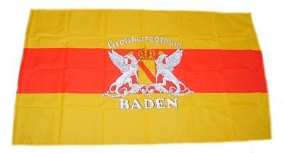 Flagge Fahne Großherzogtum Baden Wappen Schrift 30 x 45 cm FLAGGENMAE®
