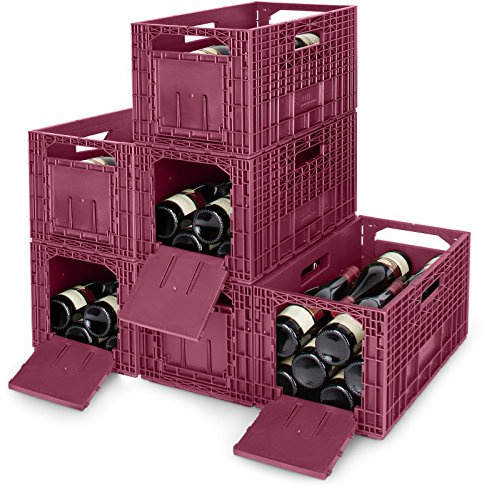 Cabka WB100001 6-er Set Weinbox das Flexible Weinregal Kunststoff, weinrot, 48,5 x 26,6 x 24,7 cm